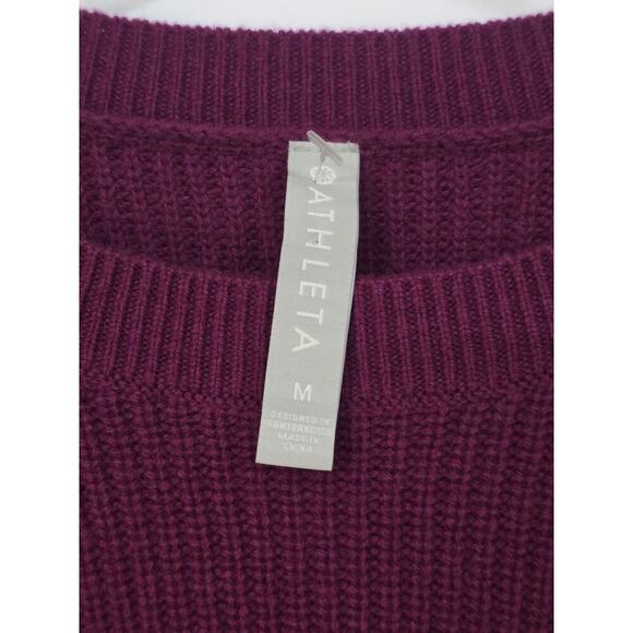 Athleta Women Medium Mulberry Turin Wool Cashmere Sweater Knit Purple Textured - Picture 4 of 6